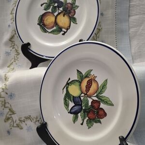 Vintage Crate & Barrel salad or dessert plates with a fruit pattern